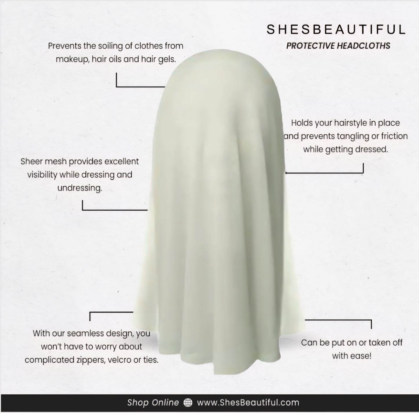 Sage Green Silk Makeup Protector Headcloth