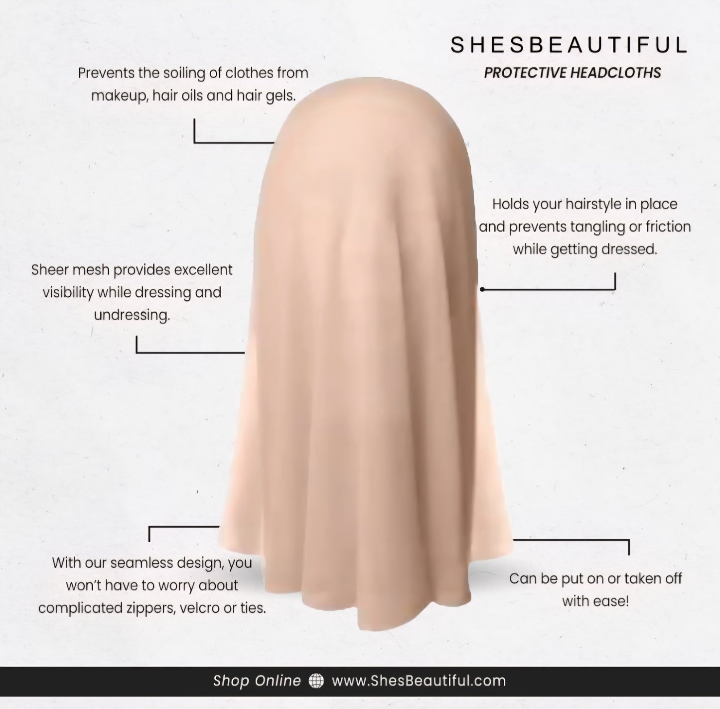 Golden Beige Silk Makeup Protector Headcloth