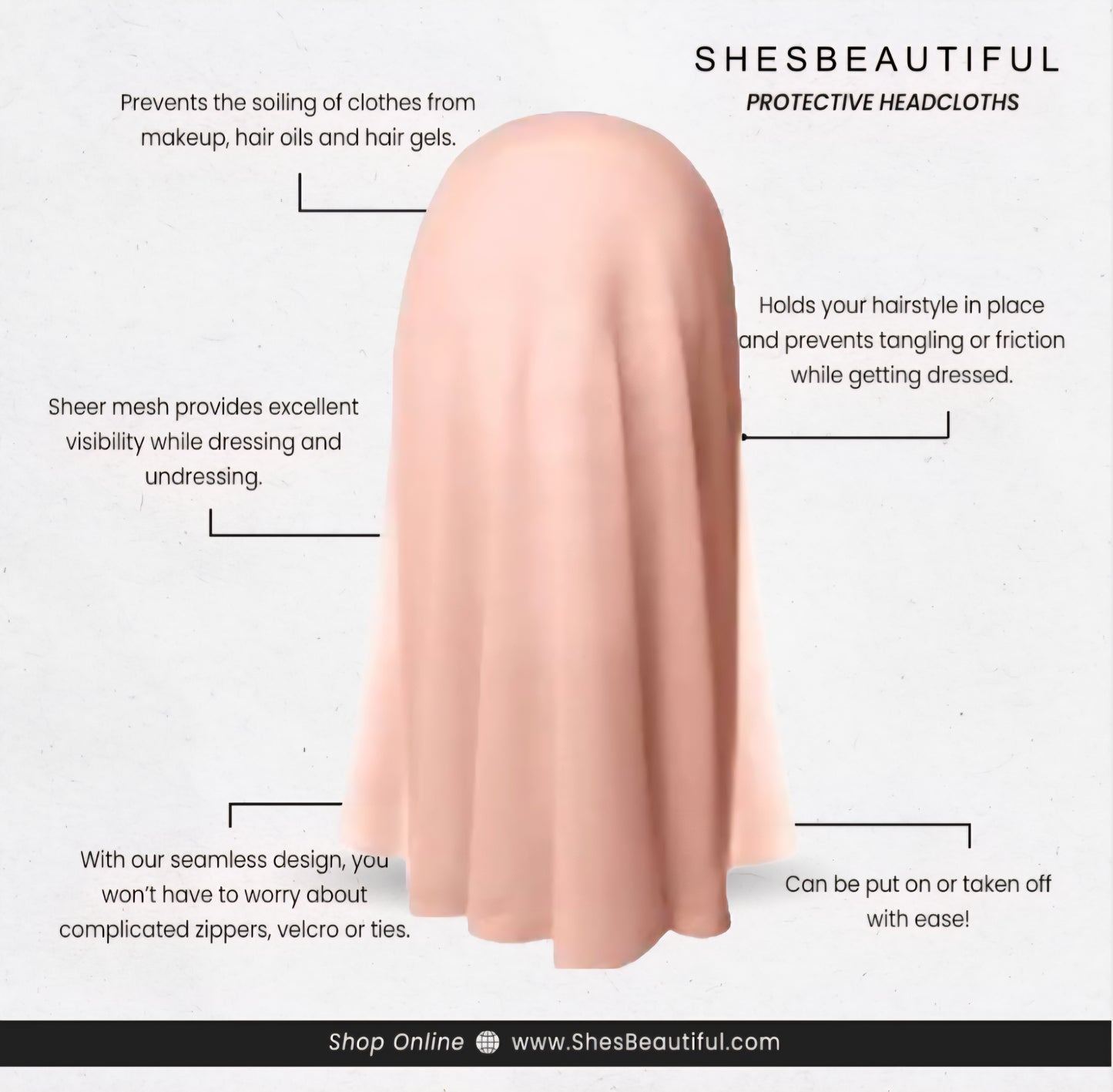 Pink Silk Makeup Protector Headcloth